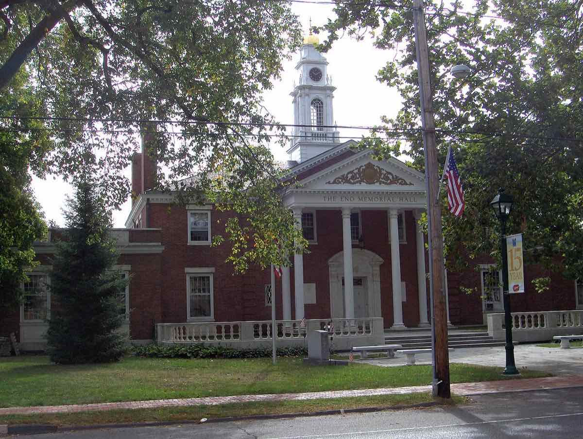 Eno Memorial Hall on Hopmeadow Street in Simsbury, Connecticut