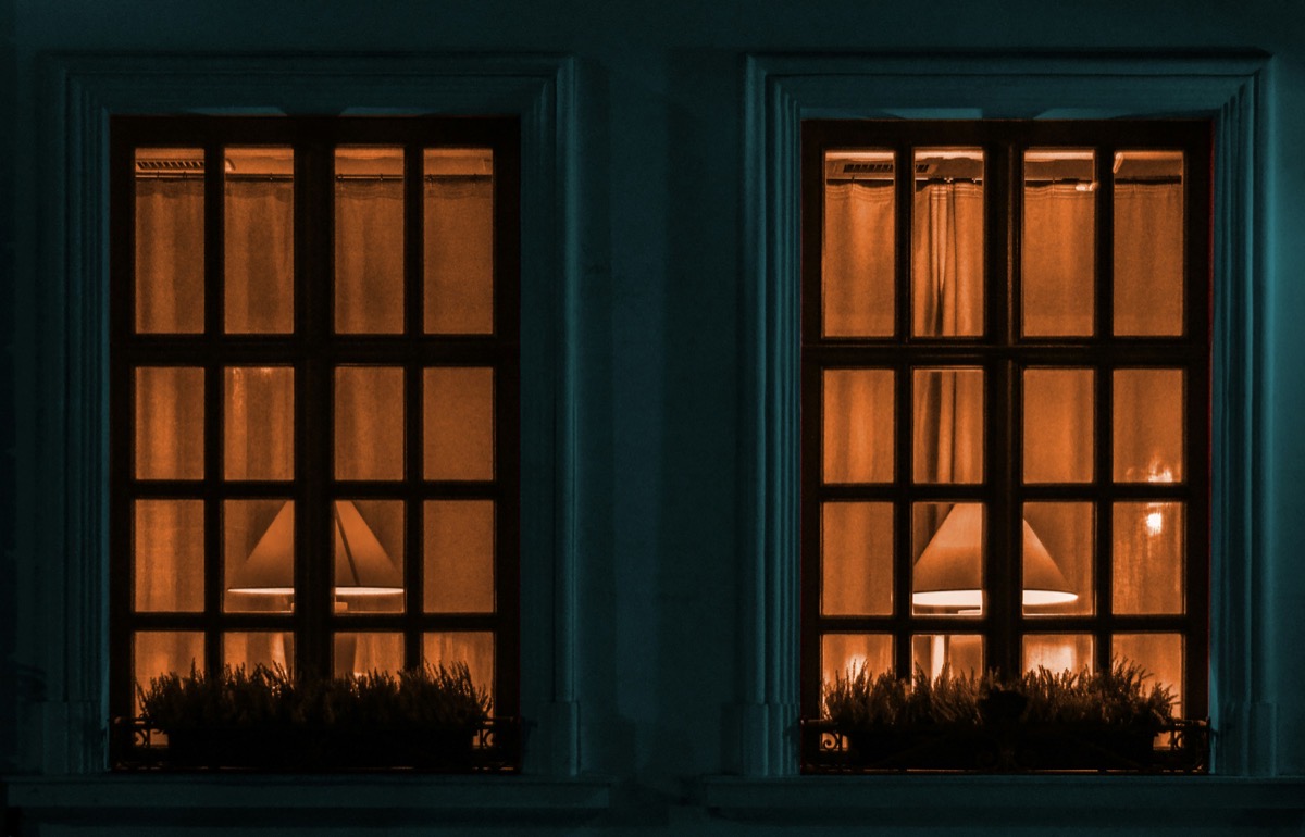 Evening light in the windows of a comfortable Connecticut home